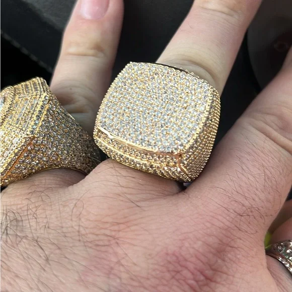 Plunger Ring statement 18k dippped busted down .01cvv diamonds size 10 ring